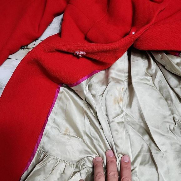 J crew wool blend red statement button long line women's coat - Picture 7 of 7